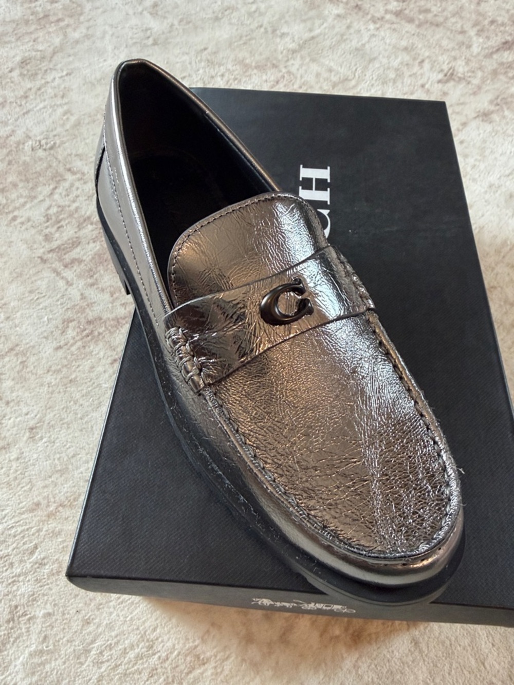 Coach Women's Jocelyn Penny Loafers Metallic Size 5 - Picture 2 of 6